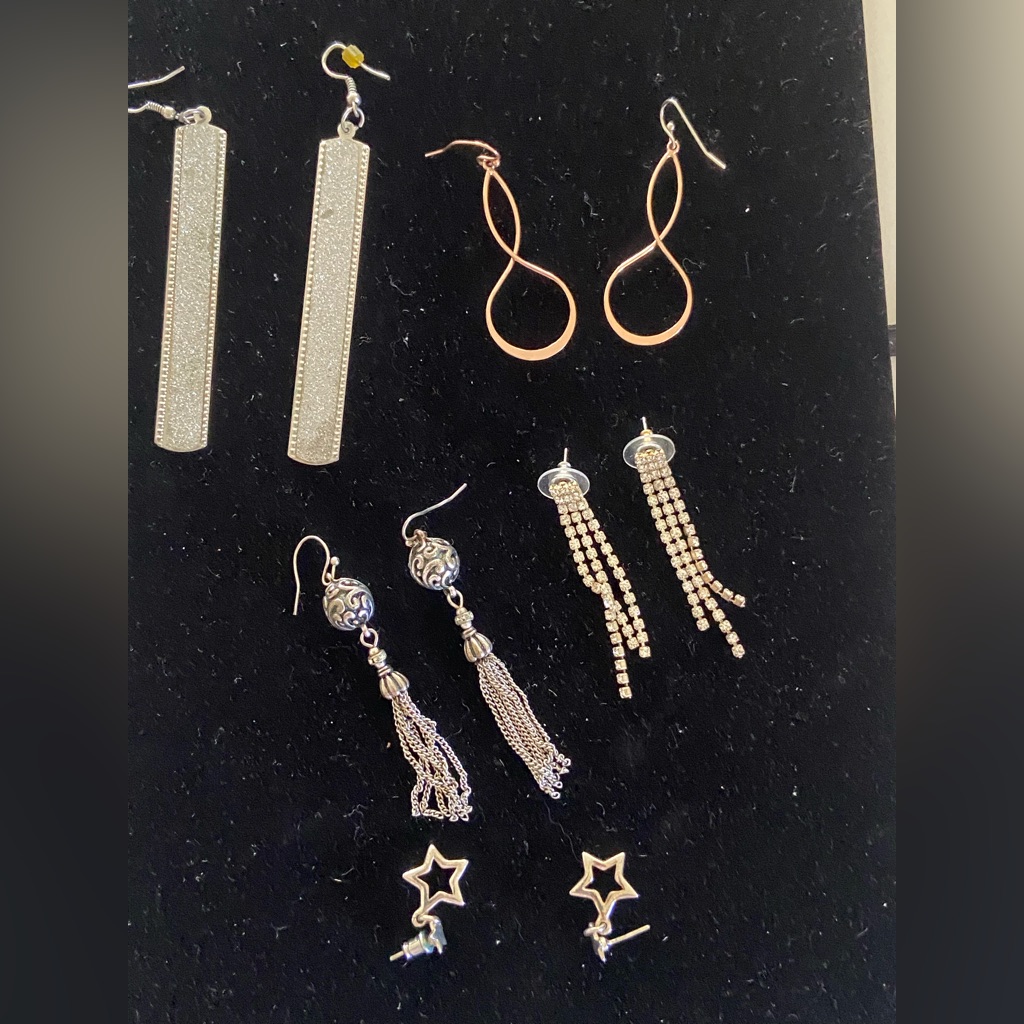Fashion Earrings, Silver-Toned Rectangle Drop,Rose Gold-Tone,Infinity Hoops Nice